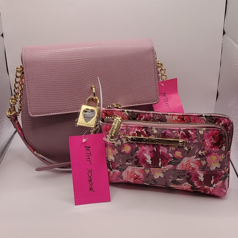 Betsey Johnson Purple Saddle Bag and Wristlet